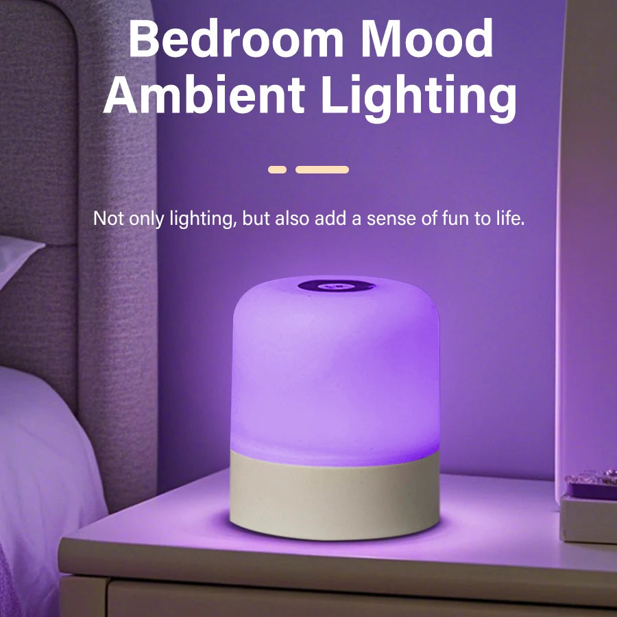 Lâmpada noturna LED sensível ao toque, USB, recarregável, regulável, de cabeceira, para decoração de quarto, presente de Natal, lâmpada noturna infantil