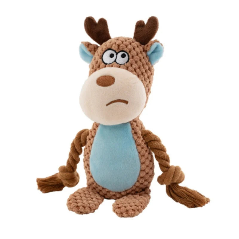 Brinquedo de empurrar fofo para animais de estimação, cachorro, auto-alívio, vocalização, elefante, raposa, gato, ranger de dentes e morder, brinquedo interativo de limpeza e mastigação