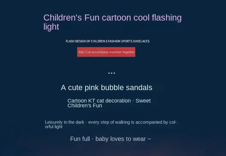 Sandálias infantis com luz LED para bebês meninas, sapatos casuais fofos da Hello Kitty para crianças, calçados antiderrapantes de praia para atividades ao ar livre, verão 2025