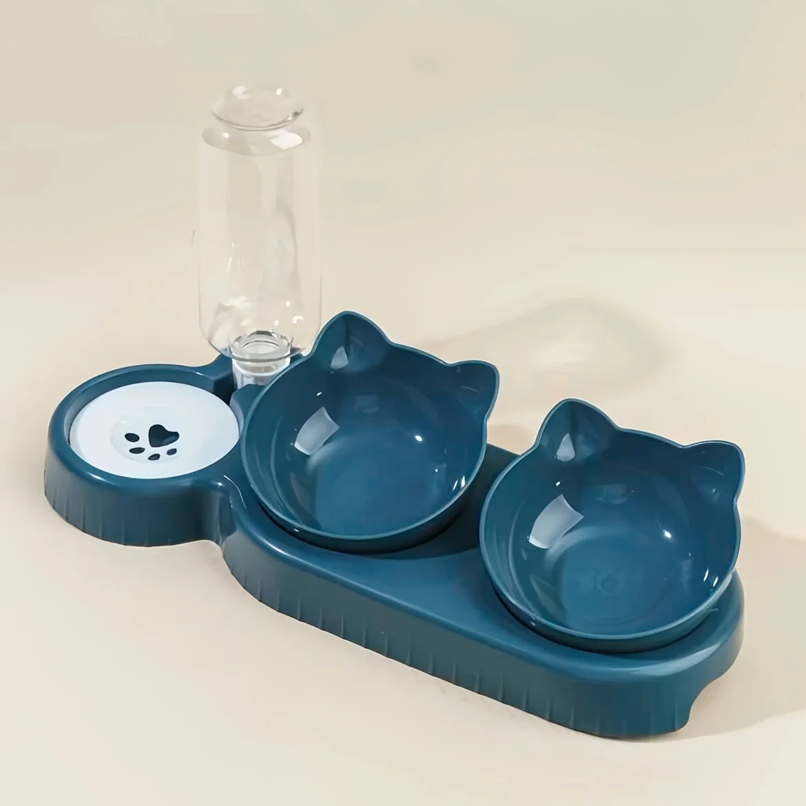 Tigelas para animais de estimação com alimentador de água, design 3 em 1 para orelhas, conjunto de tigelas de água e comida para gatos com garrafa de água por gravidade para proteção do pescoço