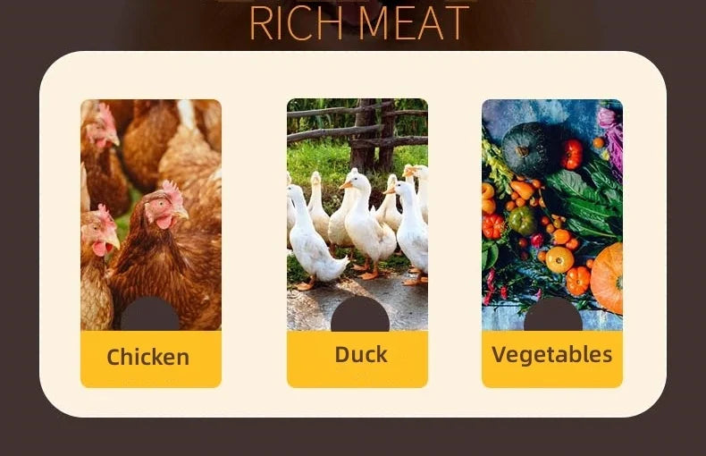 Ração para cães Petiscos para animais de estimação Frango com alto teor de proteína Vegetais orgânicos naturais Ração seca para cães Deliciosa e nutritiva Recompensas para treinamento de cães