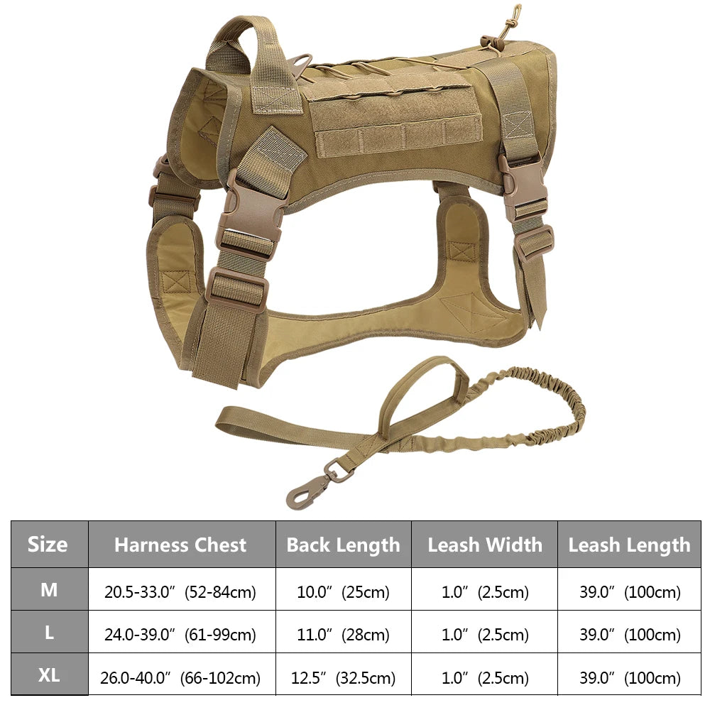 Arnês tático para cães, ajustável, sem puxar, para treinamento militar de animais de estimação, colete Molle com alça para cães de médio e grande porte, para caminhadas ao ar livre