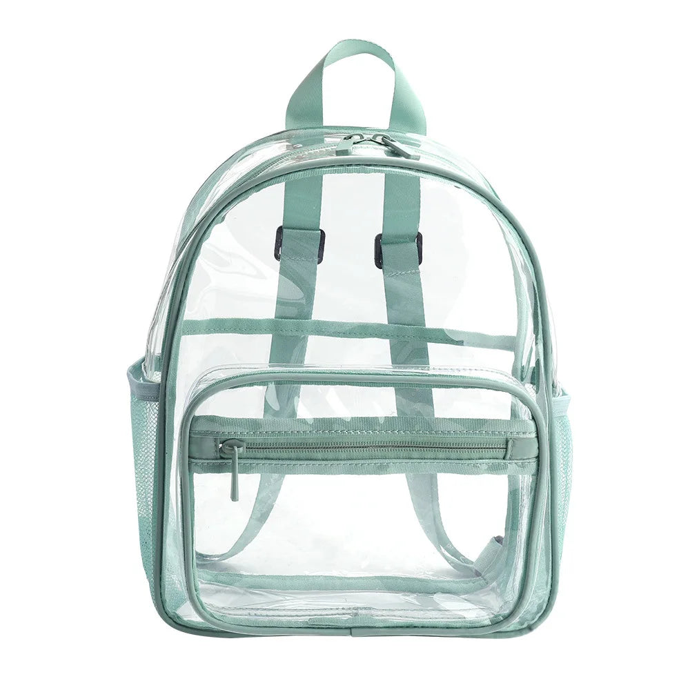 Mochila transparente de PVC para esportes ao ar livre, fitness, casual, viagem, visível, grande capacidade, à prova d'água, alça superior, mochila escolar
