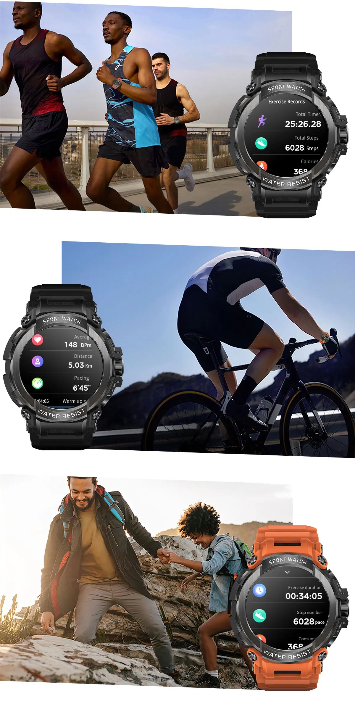 Novo Smartwatch Masculino 2025 com Tela HD de 1,5" e Chamadas Militares, IP68 à Prova D'água, 100 Modos Esportivos, com Bateria Grande de 600mAh