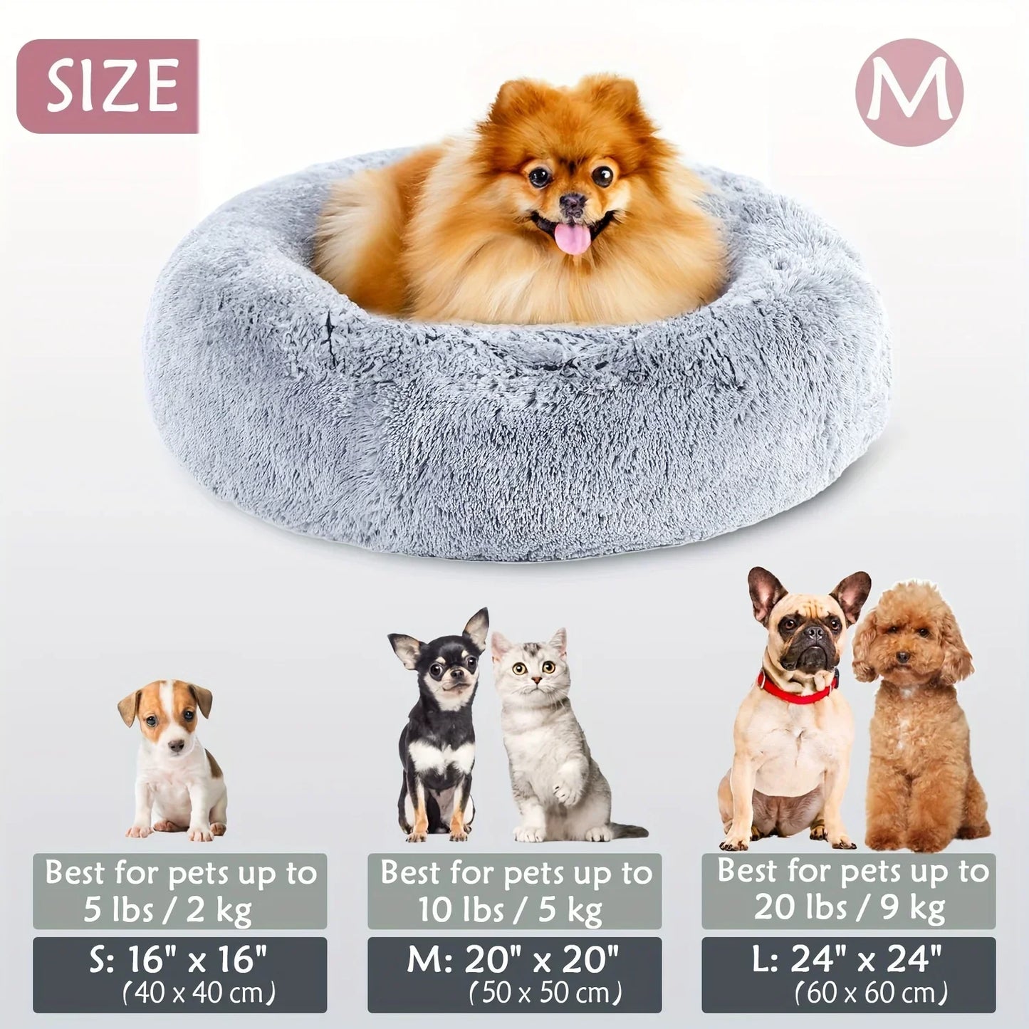 Cama redonda para animais de estimação para cães grandes, médios e pequenos, cama macia para gatos, cama longa e macia para cães, casa para cães, casa quente para dormir no inverno