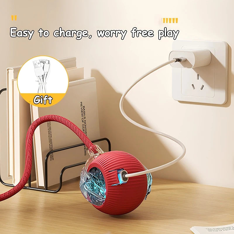 Bola de brinquedo interativa para gatos, bola rolante automática, rabo falso, brinquedo elétrico inteligente recarregável para animais de estimação, treinamento para cães e gatos, imitação de rato