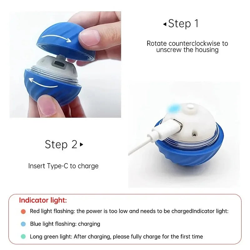 Bola de brinquedo para cachorro, bola automática de movimento e rolamento, USB, brinquedo interativo inteligente para cachorro, bola de mastigar