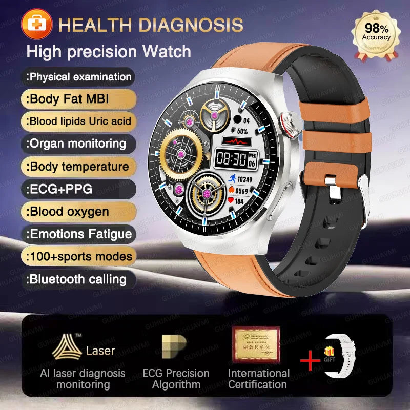 2025 para HUAWEI Precise ECG + PPG Ácido Úrico HD Smart Watch Masculino Lipídios no Sangue Frequência Cardíaca Pressão Arterial Esporte Chamada Saúde Smartwatch