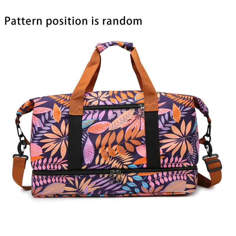 Bolsa de viagem masculina e feminina de grande capacidade para bagagem de mão, separação seco-molhado, bolsa esportiva de fitness, pacote de viagem de curta distância