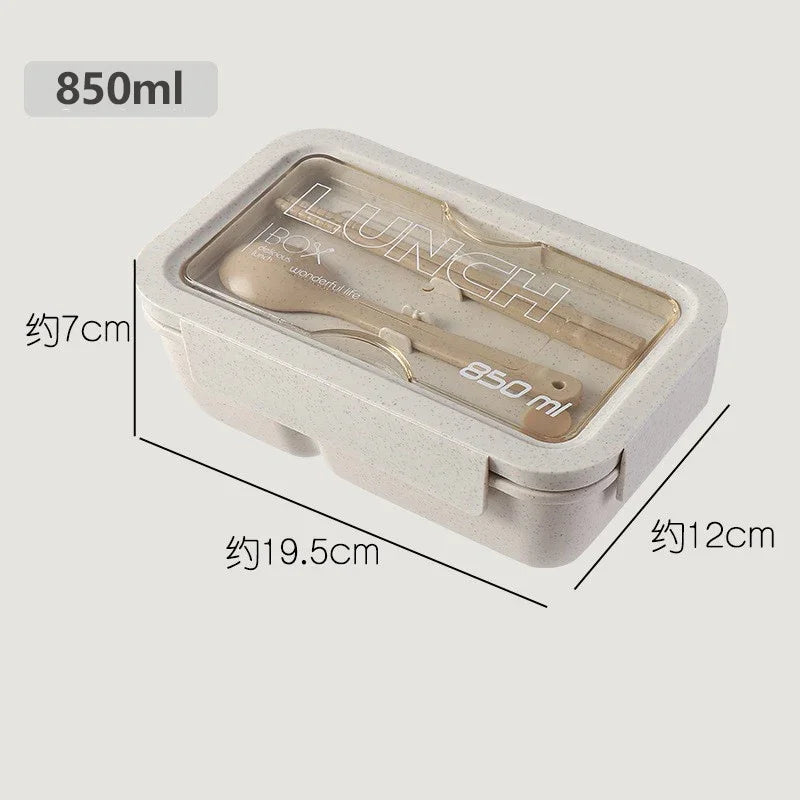 1 peça de lancheira de palha de trigo saudável sem BPA, lancheira bento para micro-ondas, louças, recipiente para armazenamento de alimentos, lancheira para crianças