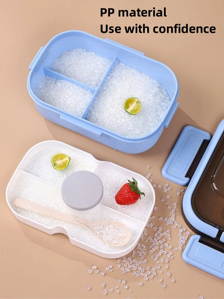 Lancheira de camada dupla 1200ml, compartimento portátil, caixa de alimentos para frutas, salada, micro-ondas, garfo e colher, caixa de piquenique para alimentos frescos