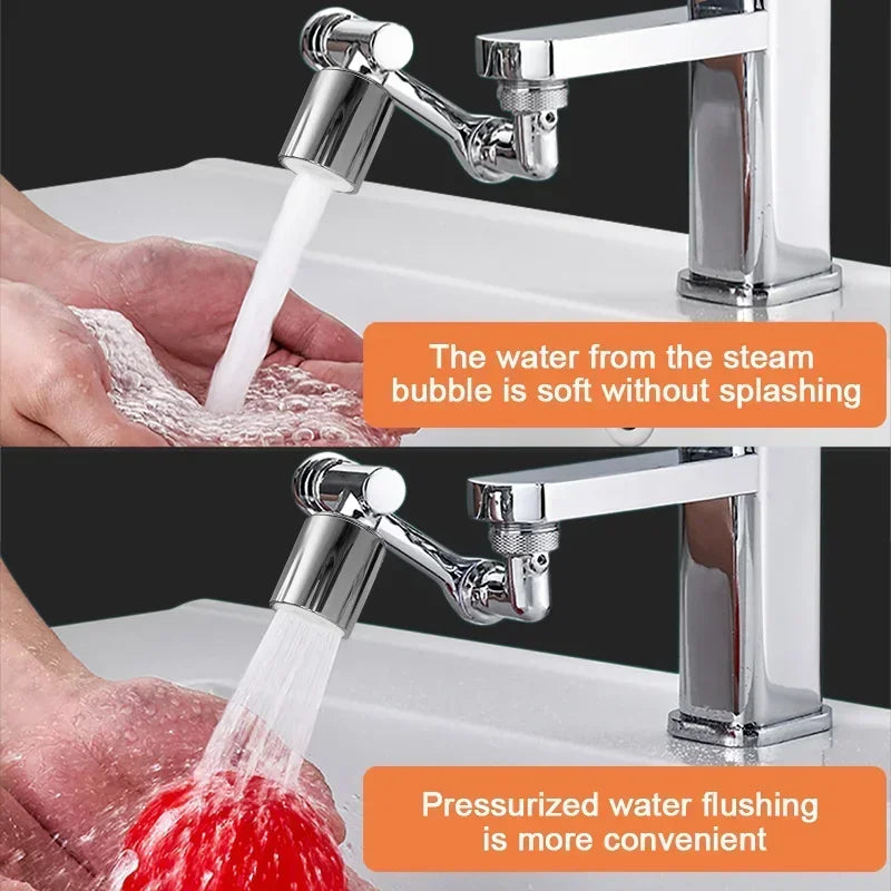 Extensor de torneiras com rotação universal de 1080°, cabeça de pulverizador, braço de robô de cozinha, extensão de torneira, aerador, misturador, borbulhador, bico de torneira de água