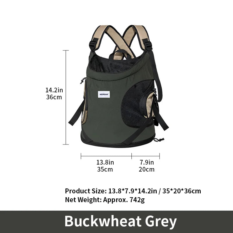 Mochila para transporte frontal de animais de estimação, bolsa de ombro para cães e gatos, bolsa respirável e portátil para áreas externas