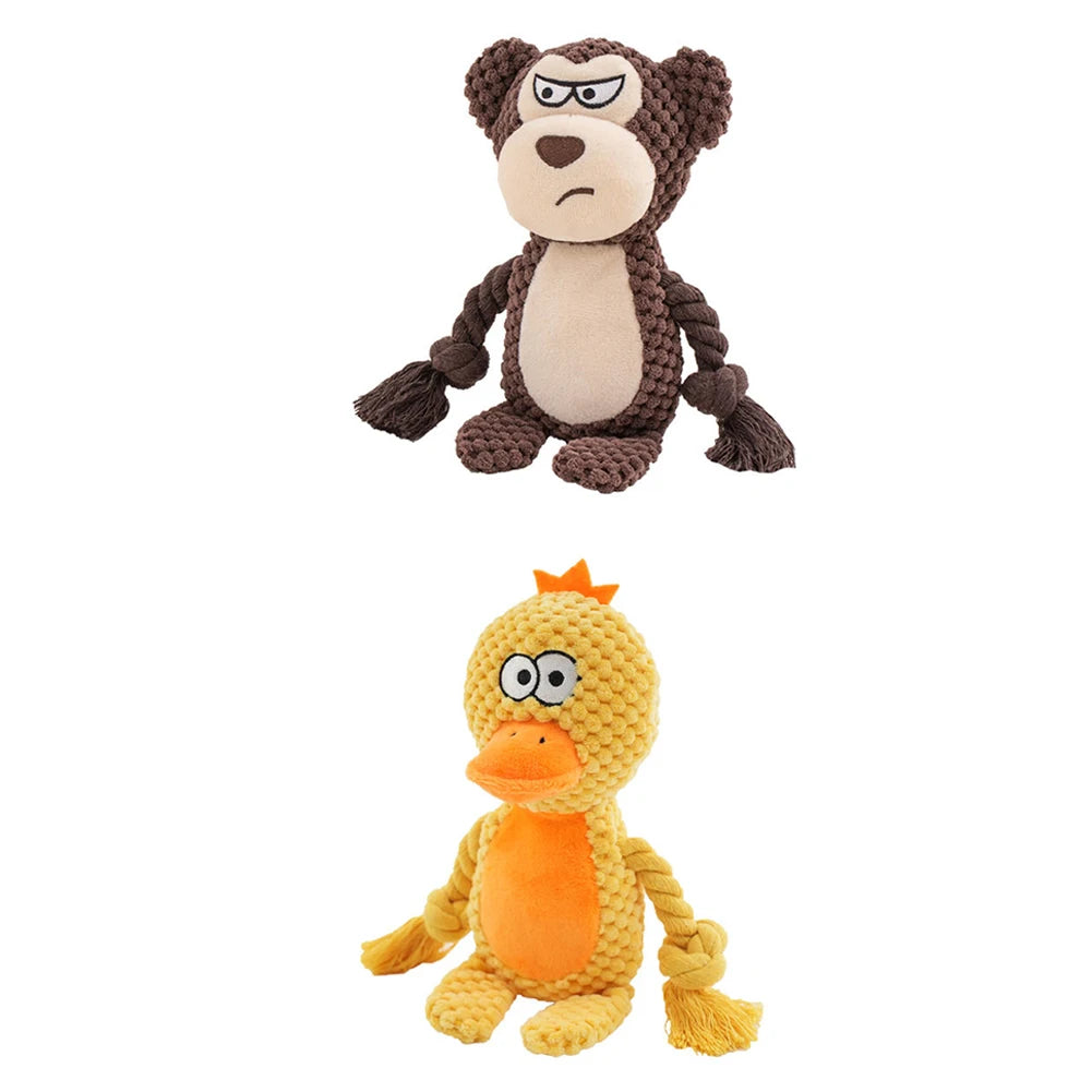 Brinquedo de pelúcia para cachorro, brinquedo de mastigar com articulação pequena crua, indestrutível, resistente a mordidas, som de guincho para filhotes, chocalho para brinquedos de estimação