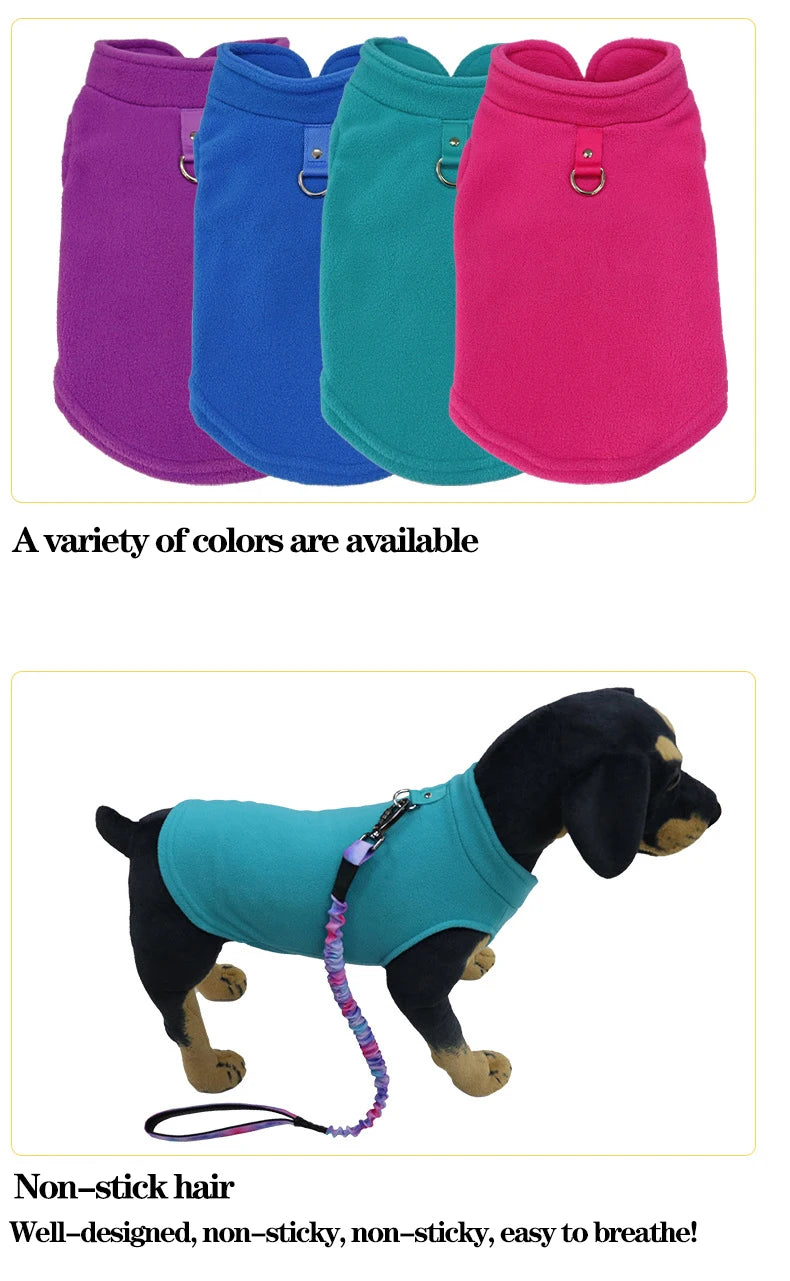 Roupas de inverno quentes de lã para cães, jaqueta macia para animais de estimação, colete com argola em D para filhotes pequenos, casaco para gatos, chihuahua, buldogue francês, fantasia de pug