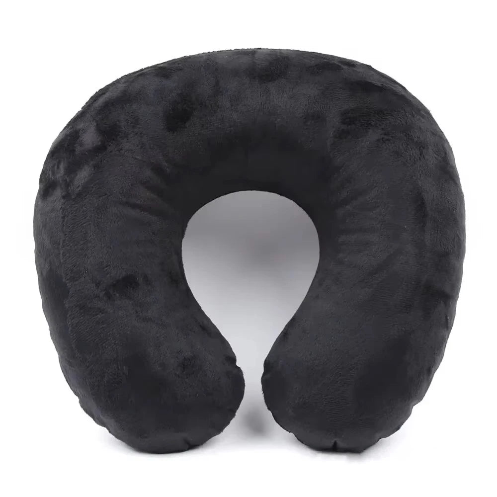 Travesseiro de viagem em formato de U, portátil, preguiçoso, inflável, suporte cervical, curto, pelúcia, itens essenciais para dormir no escritório