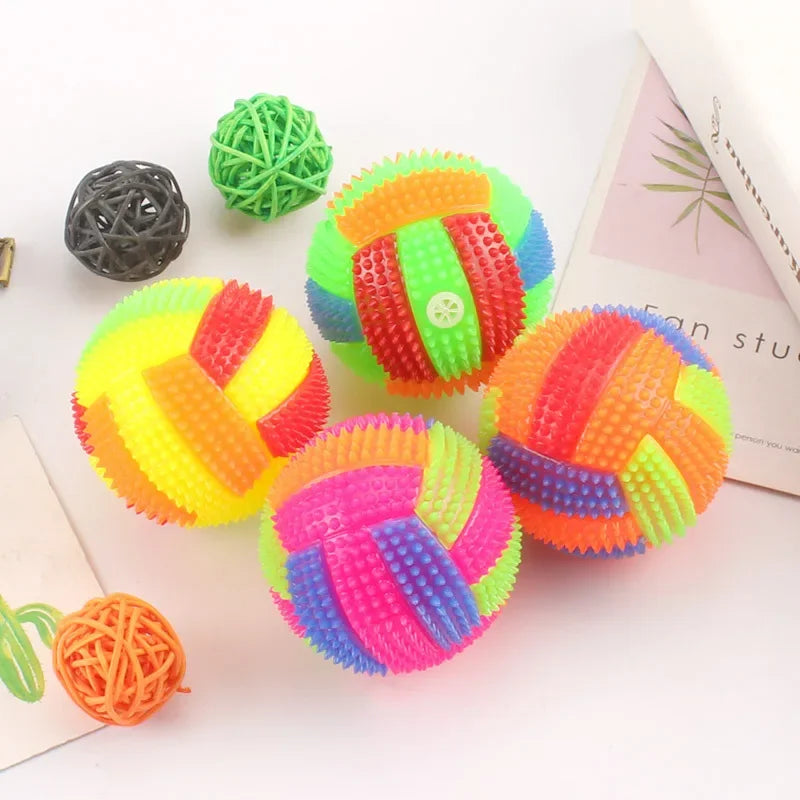 Bola de brinquedo para cachorro com luz de LED, bola de mastigar inflável para filhotes, brinquedo para molares, bola de luz colorida para animais de estimação, brinquedos interativos para gatos, suprimentos para pequenos animais de estimação