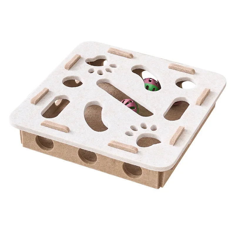 Brinquedo de quebra-cabeça para gatos, caixa de feltro, brinquedo de exercício para gatos com bola, entretenimento esportivo interno, brinquedos de caça para gatos domésticos