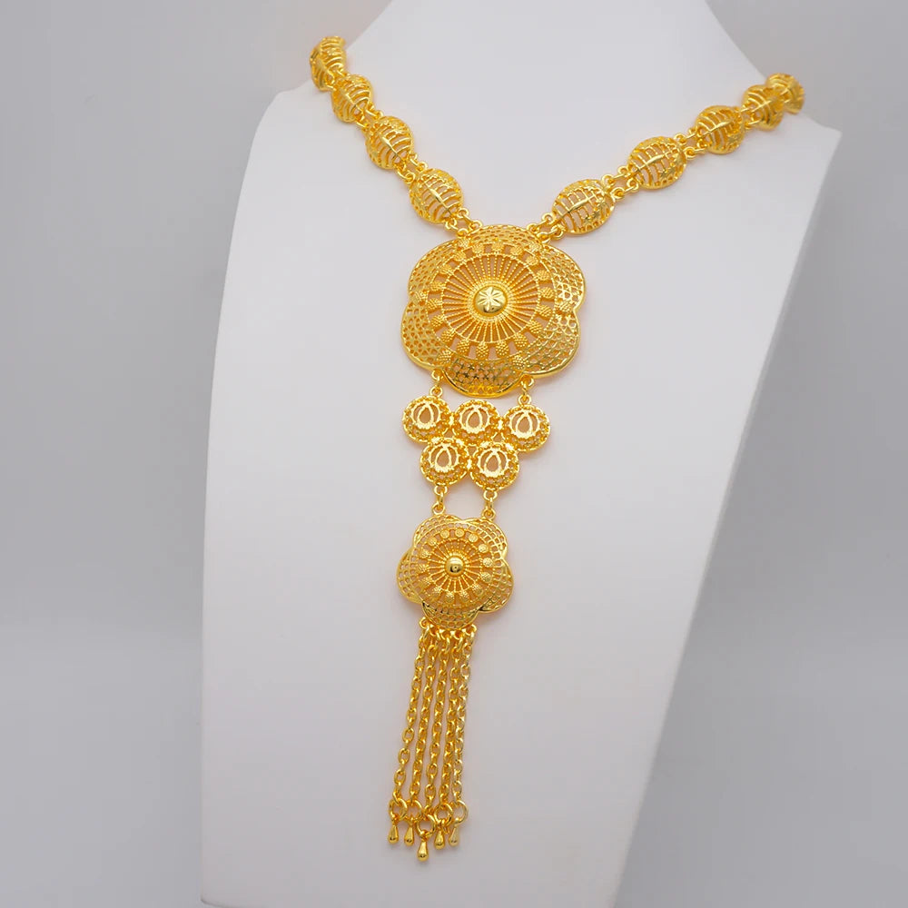 Conjuntos de joias finas 2023 para mulheres, presentes de casamento, colar, pulseira, brincos, anel, joias com contas africanas
