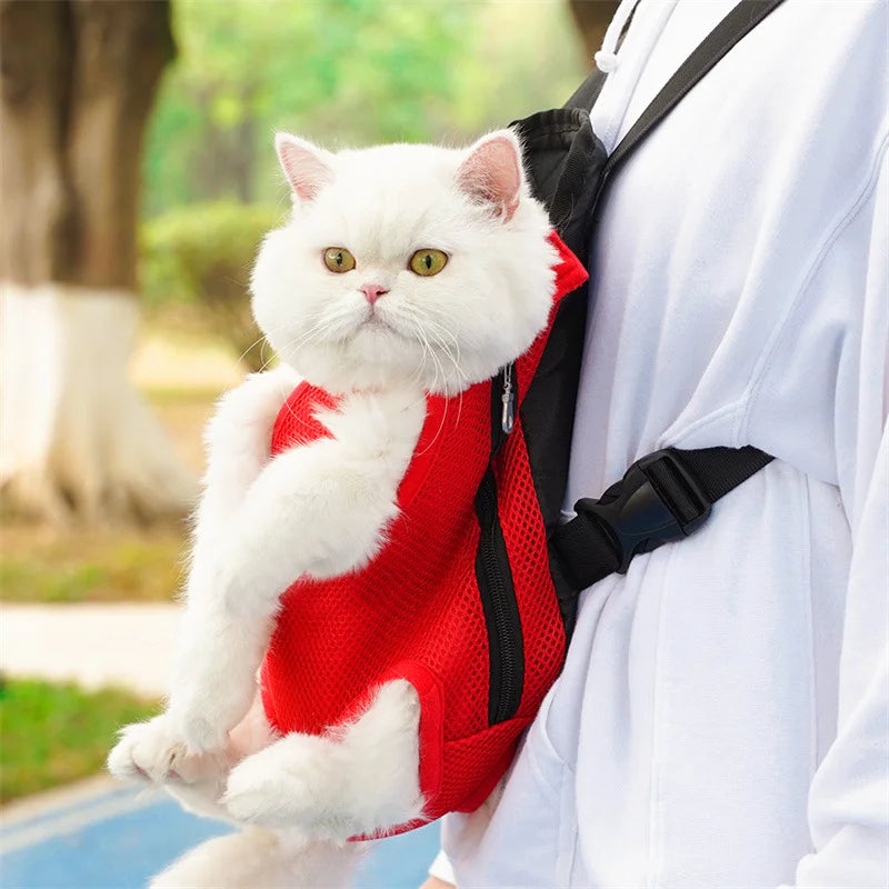 Bolsa de transporte ajustável para gatos, mochila de ombro duplo para animais de estimação, bolsa portátil para viagens ao ar livre, acampamento, caminhada, bolsa para gatos e cachorros
