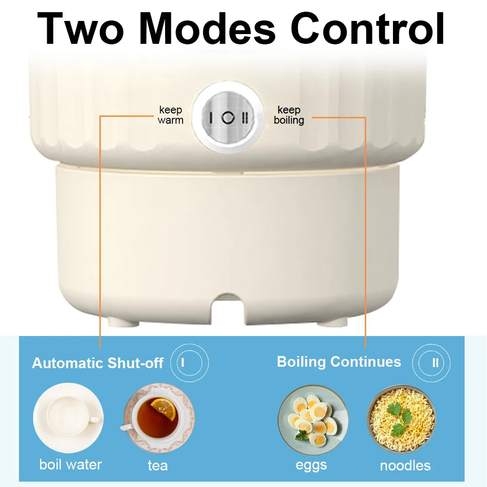 Chaleira elétrica de 1L para água fervente, café, leite, bule de chá, chaleira dobrável, aquecedor de água para viagem, termostato, chaleira dobrável para aquecimento