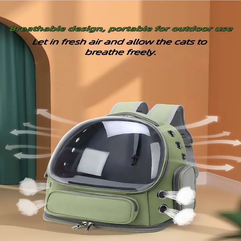 Mochila transparente para transporte de animais de estimação, essencial para viagens ao ar livre, para gatos e cães pequenos, design respirável, suprimentos premium e confortáveis para animais de estimação