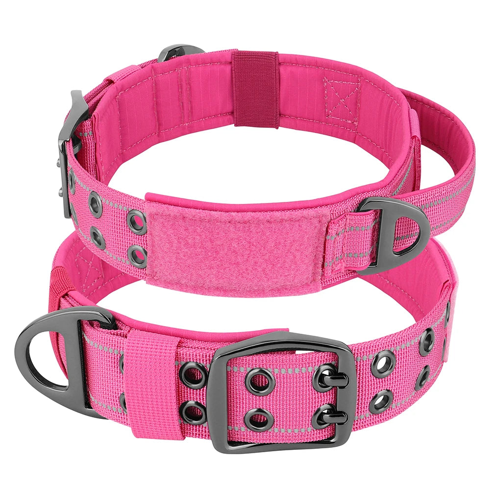 Military Tactical Dog Collar Nylon Wide Pet Training Collars Necklace With Handle Strong For Medium Large Dogs French Bulldog