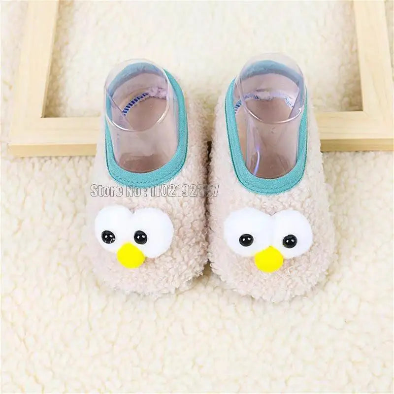 Pantufas de inverno para bebês, pantufas de chão para bebês, de pelúcia, quentes, para meninos e meninas, macias e antiderrapantes, para escola interna