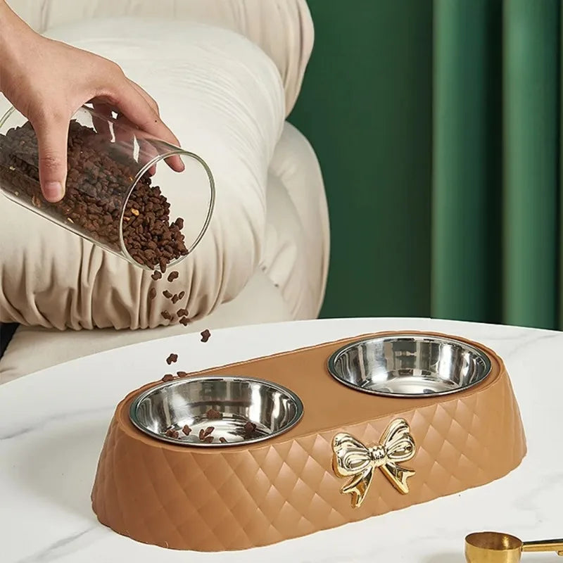 1 peça tigelas de comida para cães e gatos, tigela dupla para comida e bebida, suprimentos para animais de estimação
