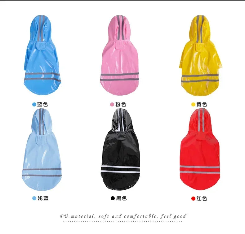 Capa de chuva impermeável para cachorros filhotes com capuz para cães pequenos Capa de chuva para animais de estimação com refletivo e furo para guia Roupas para cães ao ar livre no inverno