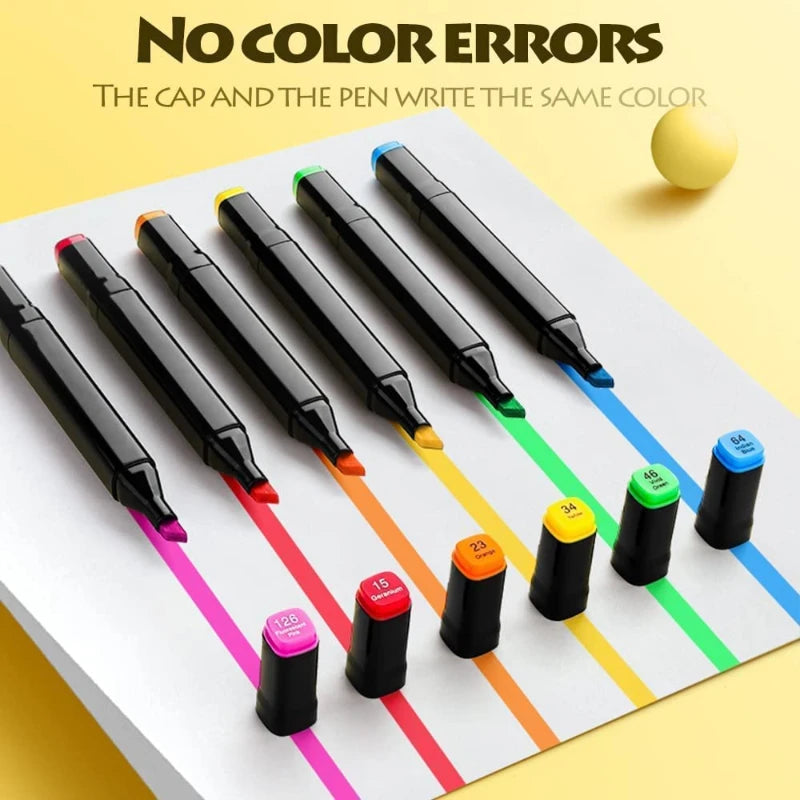 12 Colors Alcohol Oily Art Marker Pen Set for Draw Double Headed Sketching Oily Tip Based Markers Graffiti Manga Art Supplies