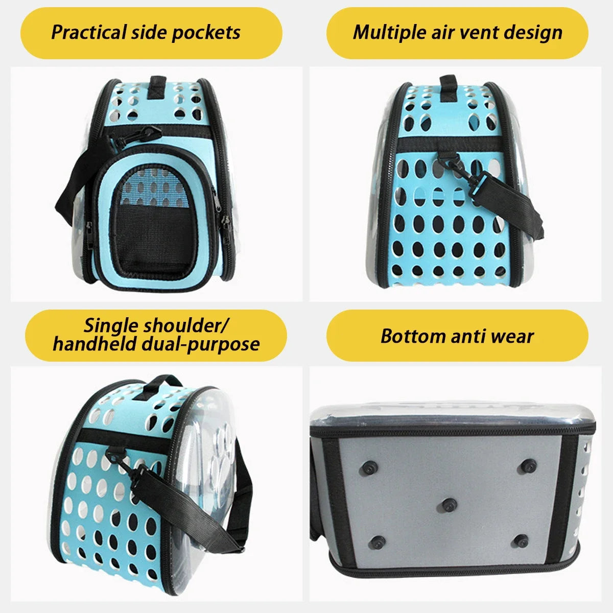 Bolsa de ombro para animais de estimação, bolsa de transporte para gatos, bolsa respirável para viagem ao ar livre, cápsula transparente para filhotes e gatinhos, bolsa de ombro portátil