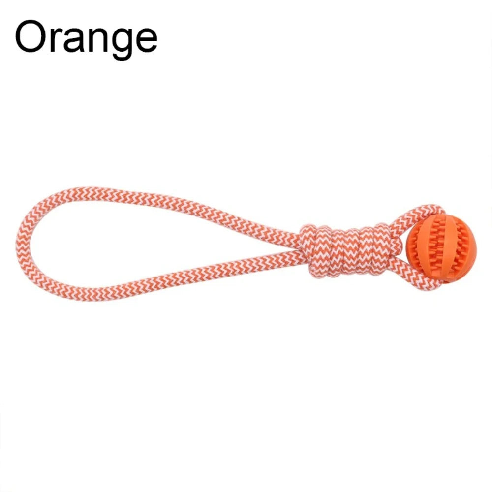 Bola de limpeza de dentes de animais de estimação, brinquedo de corda, bola dispensadora de petiscos de borracha, adequada para cães pequenos e grandes.