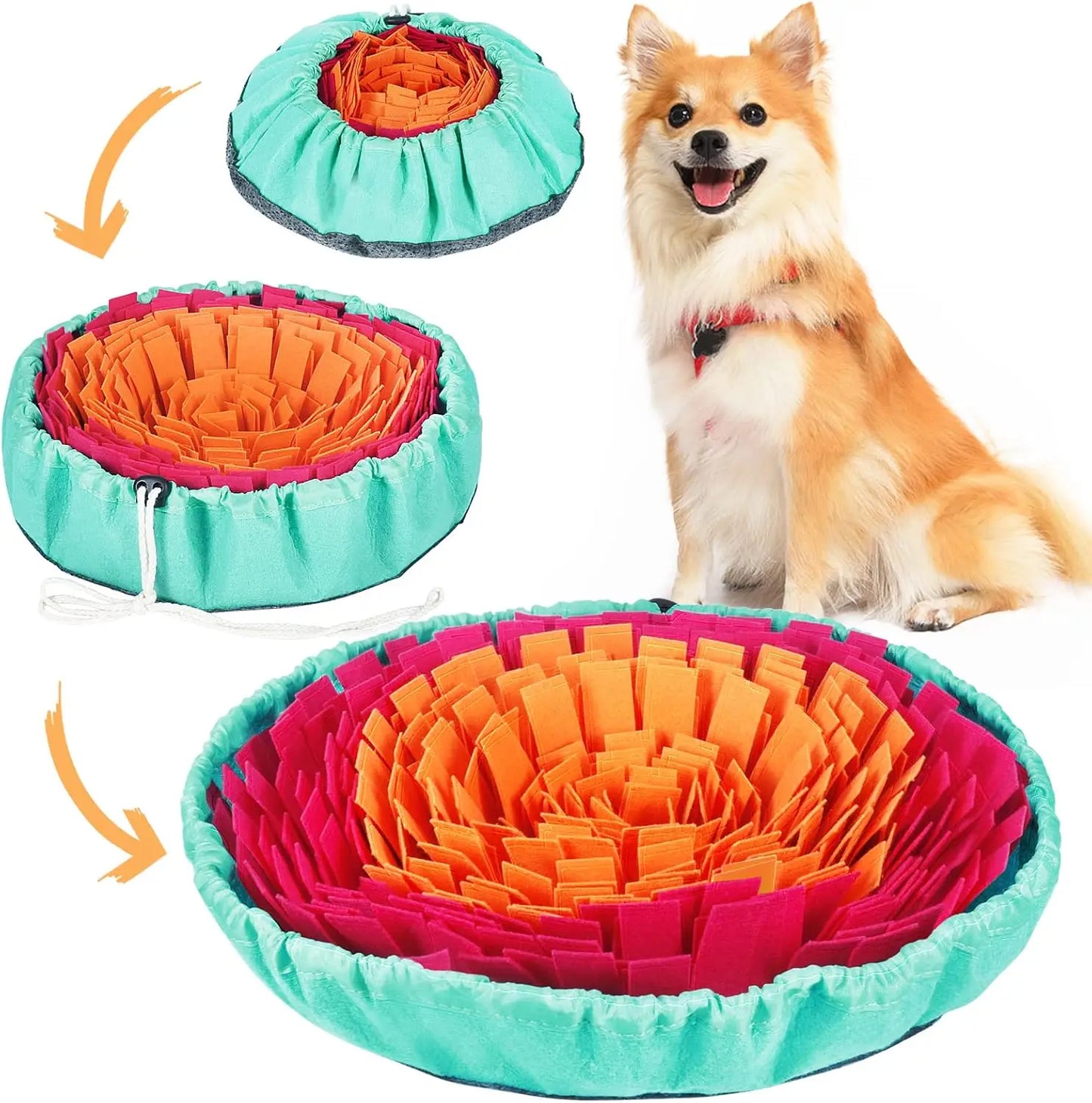 Tapete de farejar para cães, jogo interativo de alimentação para aliviar o tédio, estimula habilidades naturais de busca por comida para gatos e cães, tigela para viagem