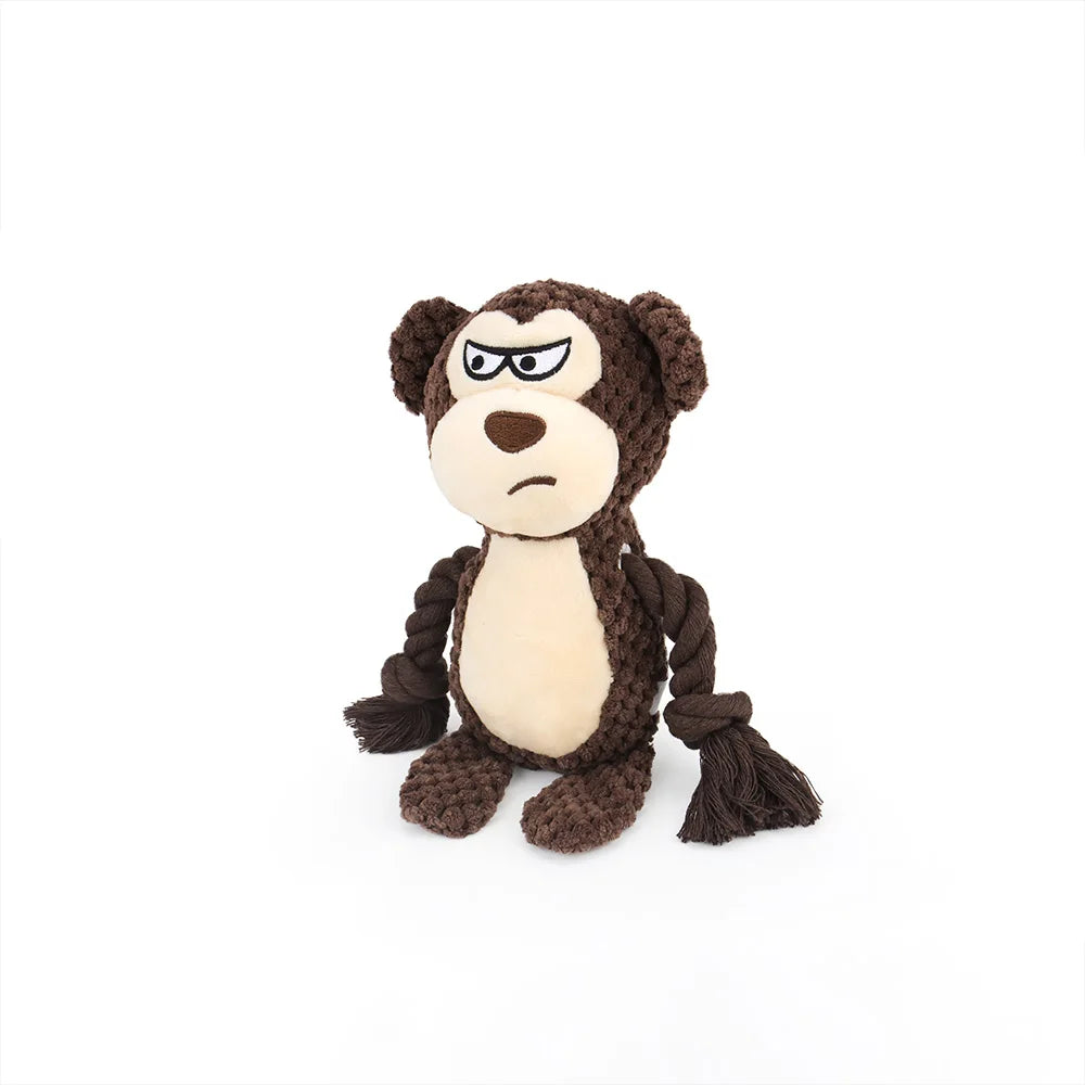1 peça de brinquedo de pelúcia para cachorro, animal de desenho animado, fofo, filhote de cachorro, mastigável, brinquedo com nó, coelho de desenho animado, macaco