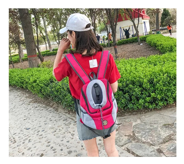 Nova mochila de viagem portátil com dois ombros, bolsa para transporte de cães de estimação, bolsa frontal de malha