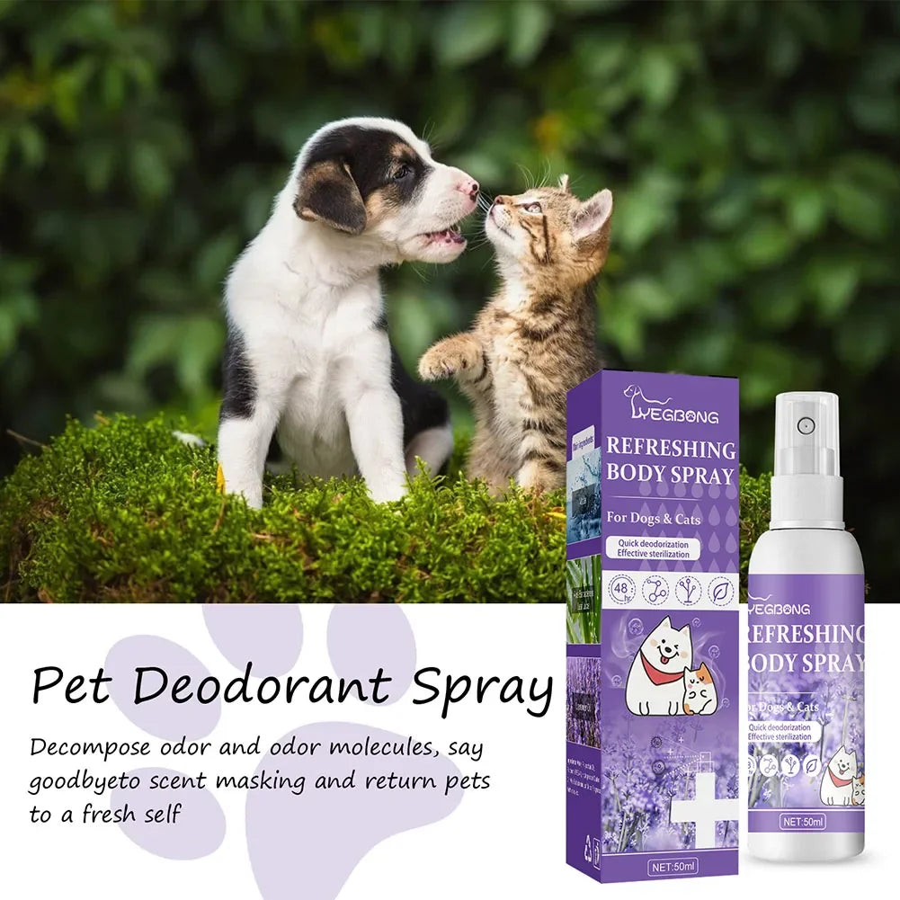 Spray desodorizante de óleo de lavanda para cães, spray desodorizante de longa duração para cães, filhotes, gatos, cães, para remover odores desagradáveis, refrescar o ar
