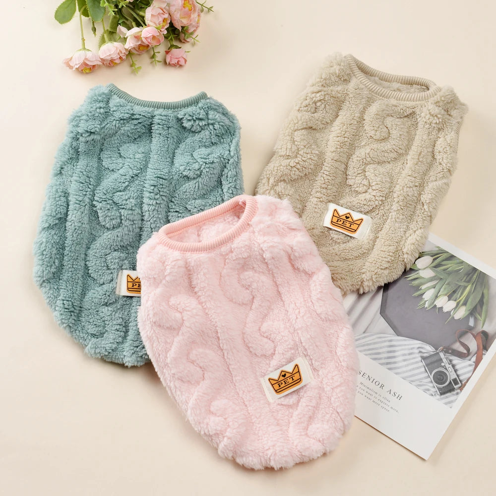 Roupas de lã macia para cães pequenos, suéter para gatos, outono e inverno, colete quente para filhotes, traje para buldogue francês e yorkshire