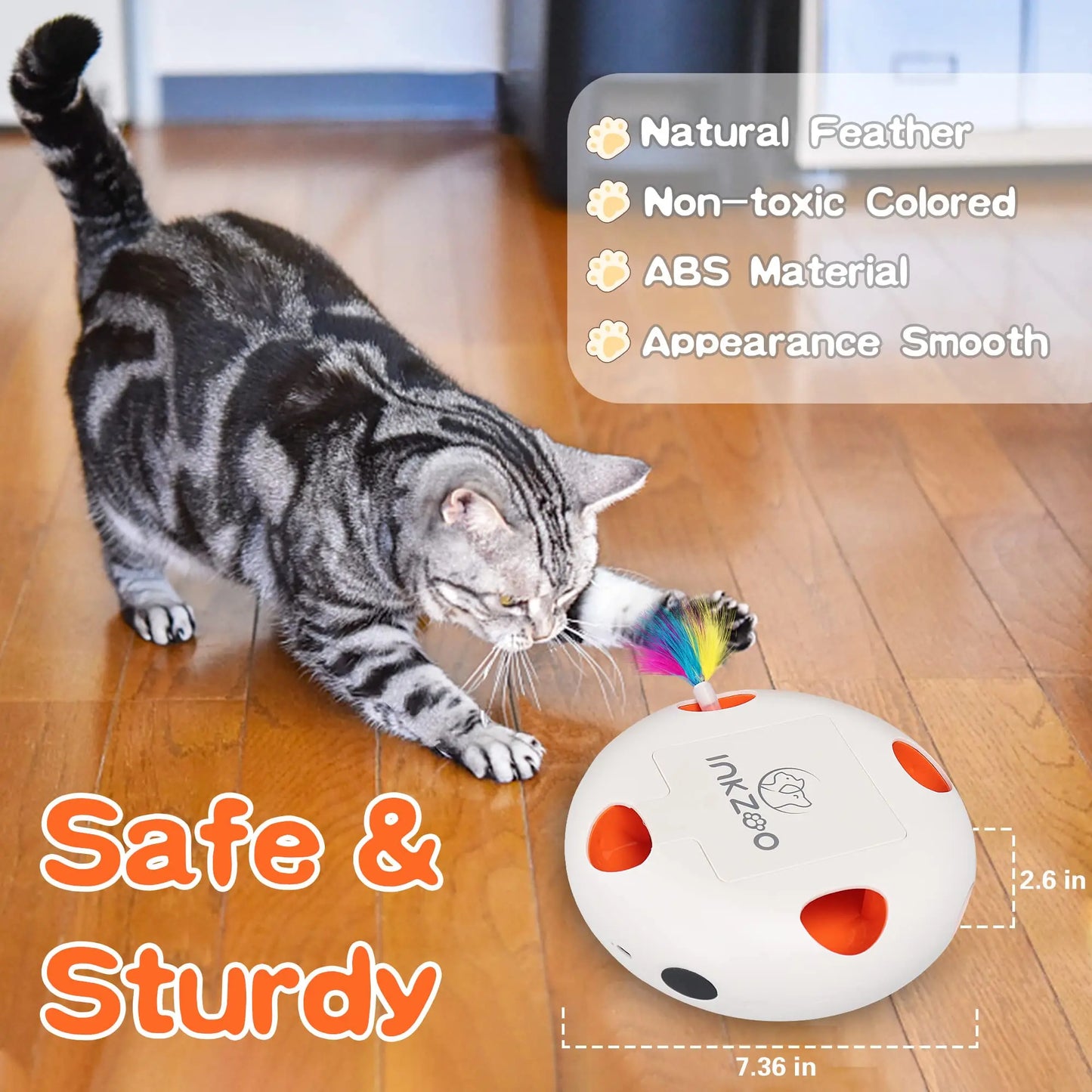 Brinquedos para gatos INKZOO, brinquedos interativos para gatos de interior, brinquedo interativo inteligente para gatinhos, brinquedo automático para ratos com 7 furos que mata toupeiras