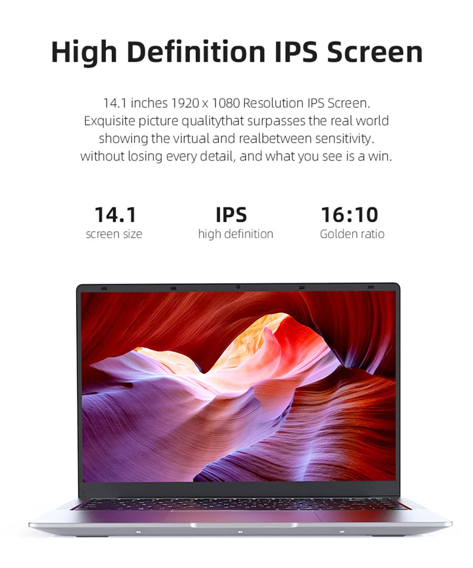 Computador portátil Xiaman Windows 11 Pro Intel Atom A3950 Quad-Core 2025 Notebook PC 12 GB de RAM 1 TB 2 TB SSD 1920 * 1080 Computador de escritório
