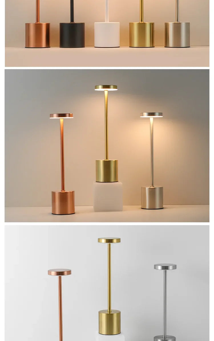 Luminária de mesa LED com sensor de toque, luz noturna de mesa, recarregável, sem fio, lâmpada de leitura, 3 cores, ajustável, luz ambiente criativa