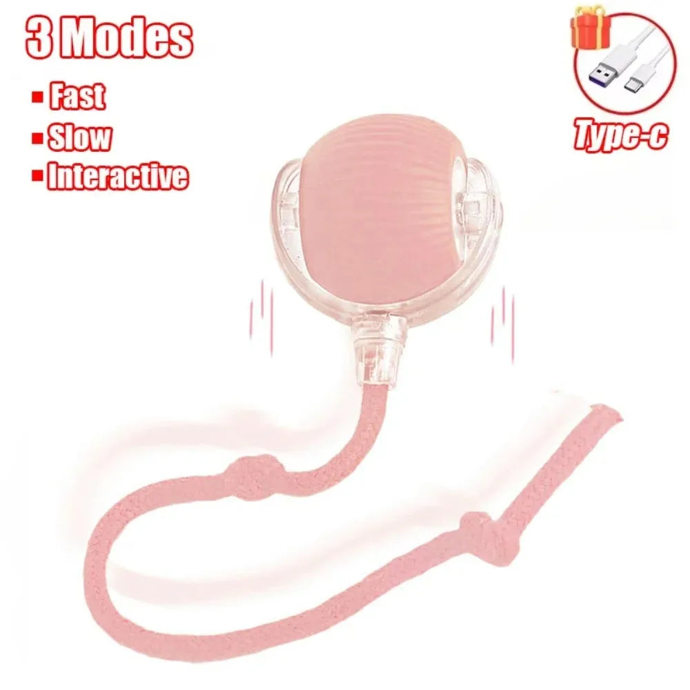 Novo brinquedo interativo para gatos, bola rolante automática, rabo falso, brinquedo elétrico inteligente recarregável para animais de estimação, treinamento para cães e gatos, imitação de rato