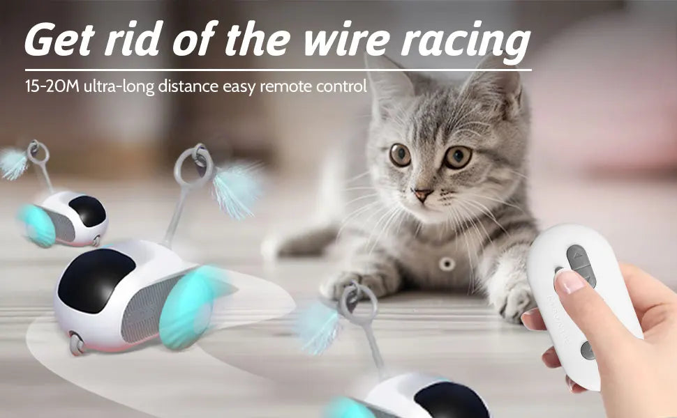 Bola automática para provocar gatos com movimento automático e cauda falsa, brinquedo interativo com sensor inteligente recarregável para gatos em ambientes internos