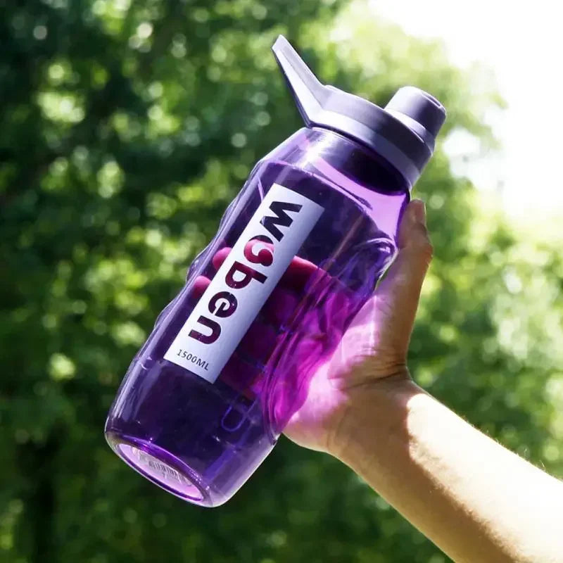 Copo de água à prova de vazamento de 1/1,5L, garrafa de água de plástico ecológico, garrafa esportiva, grande capacidade, garrafa de água de viagem flip