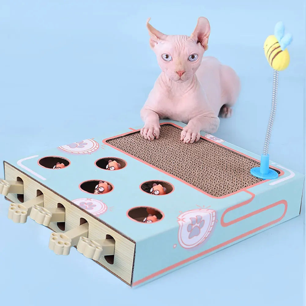 Brinquedo para gatos Whack-a-Mole, brinquedo para arranhar gatos, descanso para garras, brinquedo interativo divertido para gatos, suprimentos multifuncionais para gatos