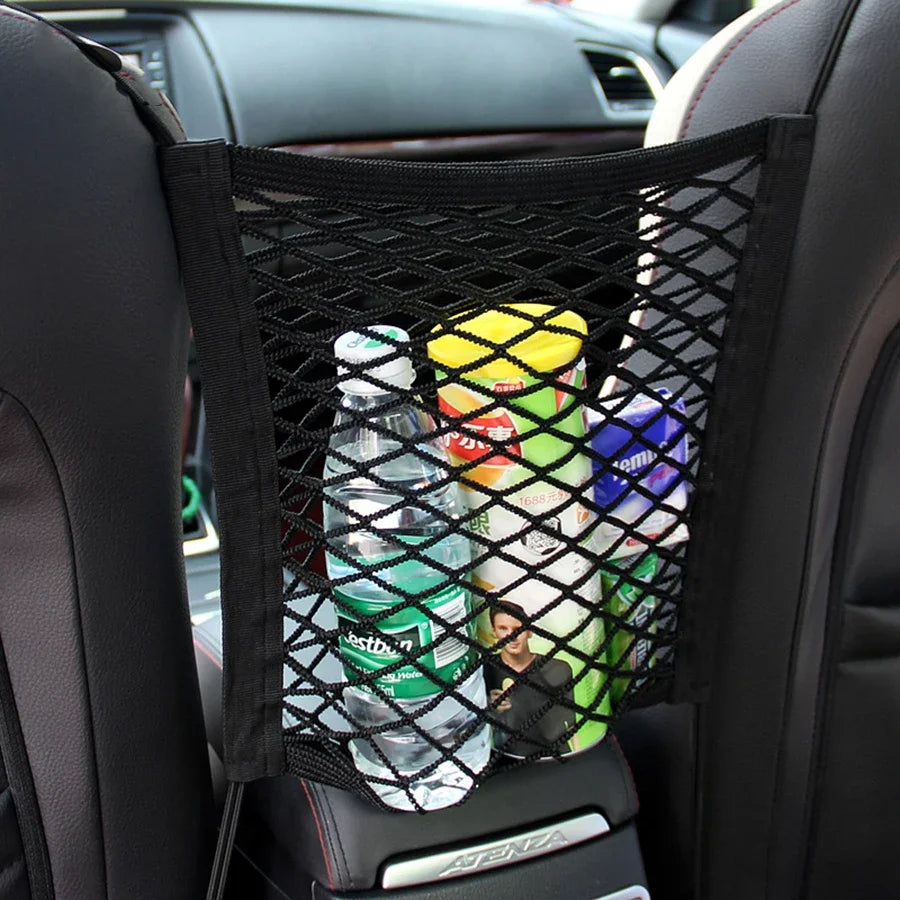 Barreira para carro para animais de estimação, barreira para cachorro, com bolsa de armazenamento de malha de segurança automática, protetor de segurança para banco traseiro, rede de malha