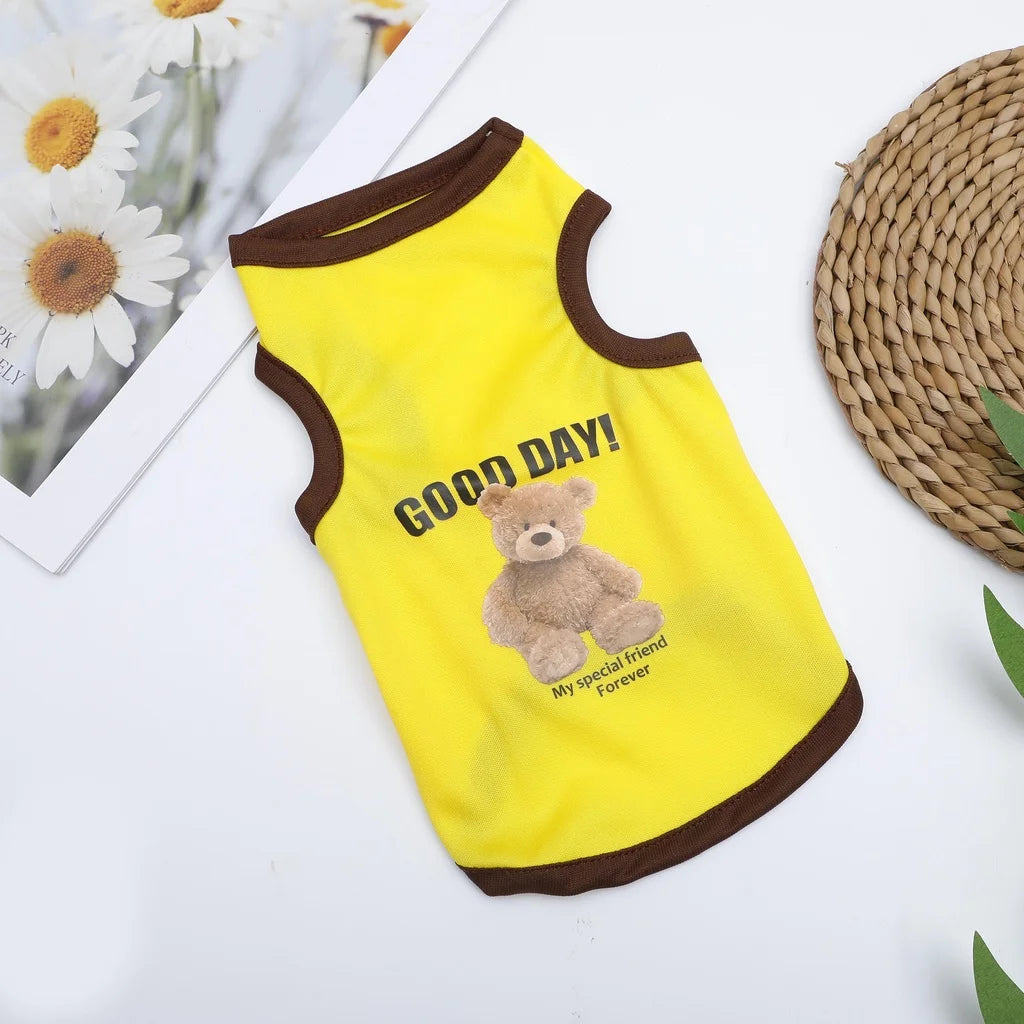 Roupas de cachorro de urso de desenho animado, fantasia fofa de algodão para cachorro, camiseta para animais de estimação, colete para gatos, filhotes de cachorro pequeno e médio, shih tzu, tamanho XS-XXL