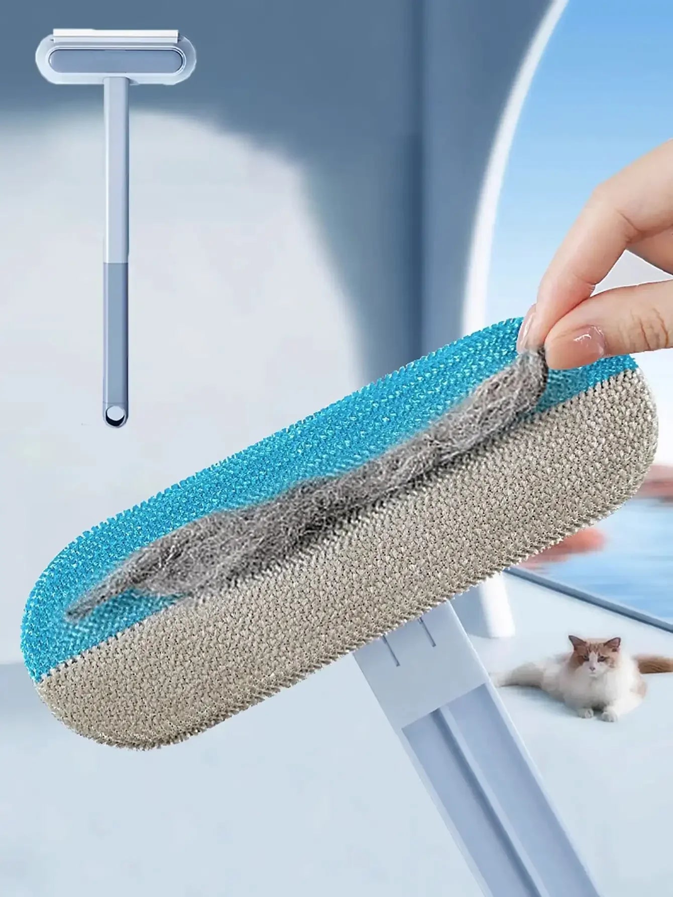 Conjunto de ferramentas para remoção de pelos de animais de estimação, luvas reutilizáveis para remoção de pelos estáticos, luvas de dupla face para remoção de pelos de cães e gatos para carpetes e sofás