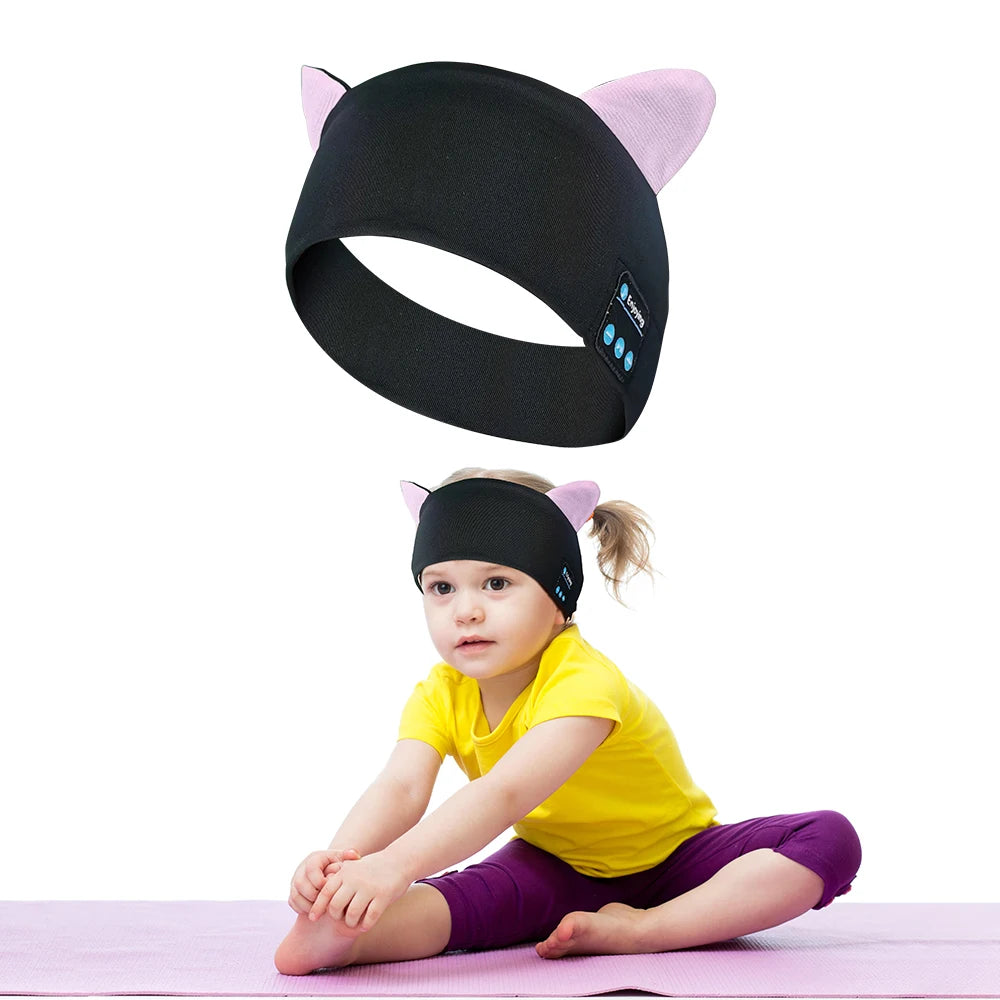 Kids Wireless Headphones Sleep Mask Headband With Microphone Headphones For Kids with Stereo Sound Foldable Kids Headphones