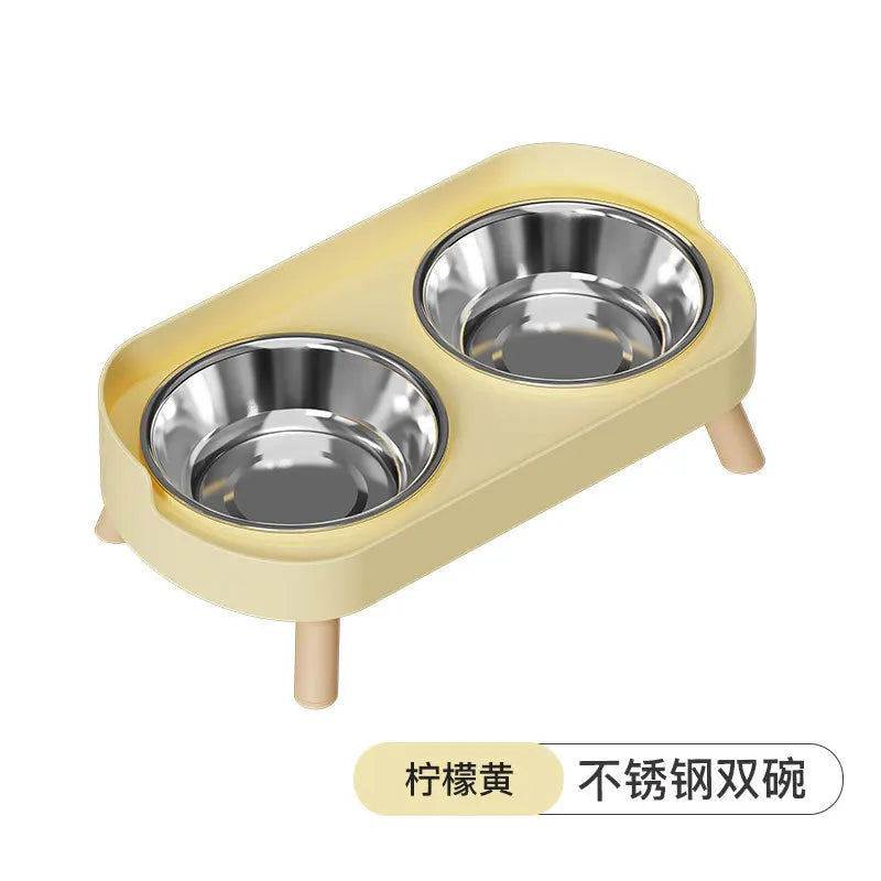 Tigela para animais de estimação, tigela dupla de plástico PP, tigela anti-morte, tigela integrada para água e grãos, tigela para cães, gatos e cães, tigela para água e grãos